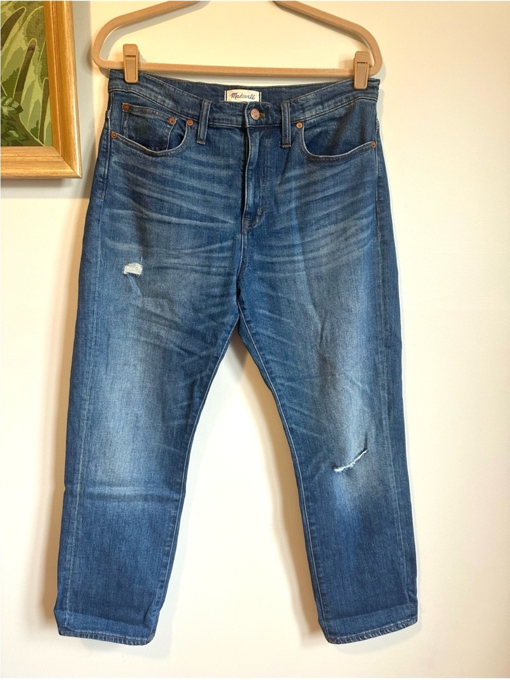 Madewell Straight Crop Jeans Womens 31 Blue Stretch F2816